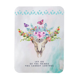 Boho Animal Skull Inspirational Quote Let Go Magnet