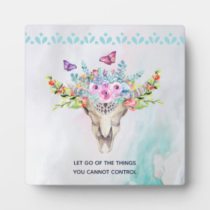 Boho Animal Skull Inspirational Quote Let Go Plaque