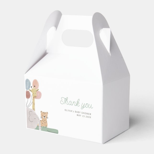 boho animal thank you label favour box (Front Side)