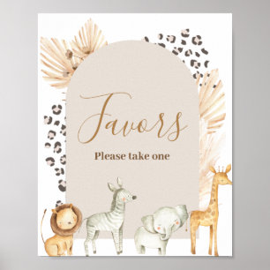 Boho Animals Baby Shower Watercolor Favour Sign