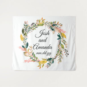 Boho Anniversary Photo Booth Backdrop Botanical Tapestry