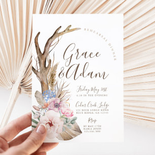 Boho Antler Rehearsal Dinner Invitation
