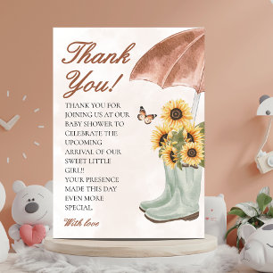 Boho april showers bring may flowers baby shower thank you card