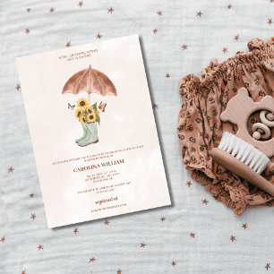 Boho April showers bring my flowers baby shower Invitation