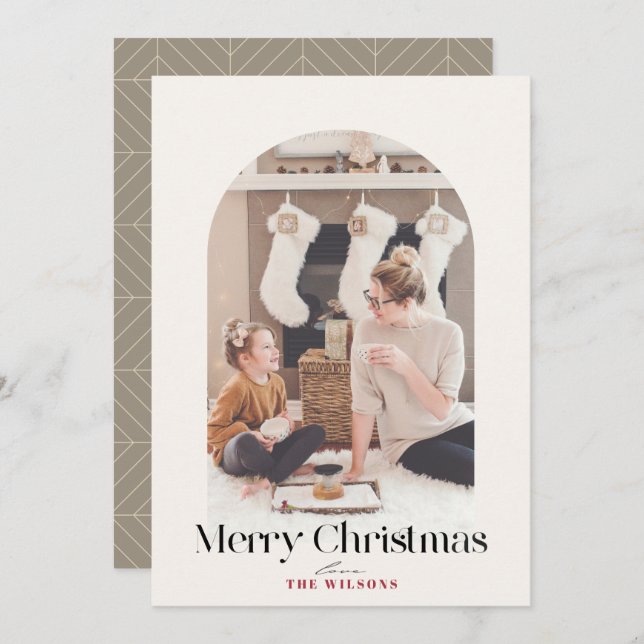 Boho Arch 4 Photo Christmas Holiday Card (Front/Back)