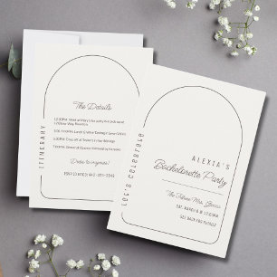 Boho Arch Bachelorette Party Invitation Itinerary
