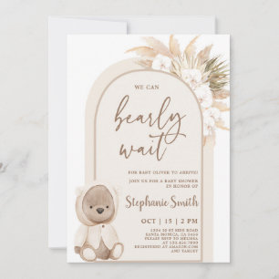 Boho Arch Bear Baby Shower Invitation