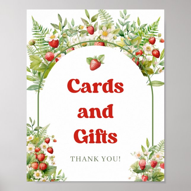 Boho Arch Berry Sweet Strawberry cards and gifts Poster (Front)