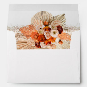 Boho arch burnt orange terracotta copper pampas envelope