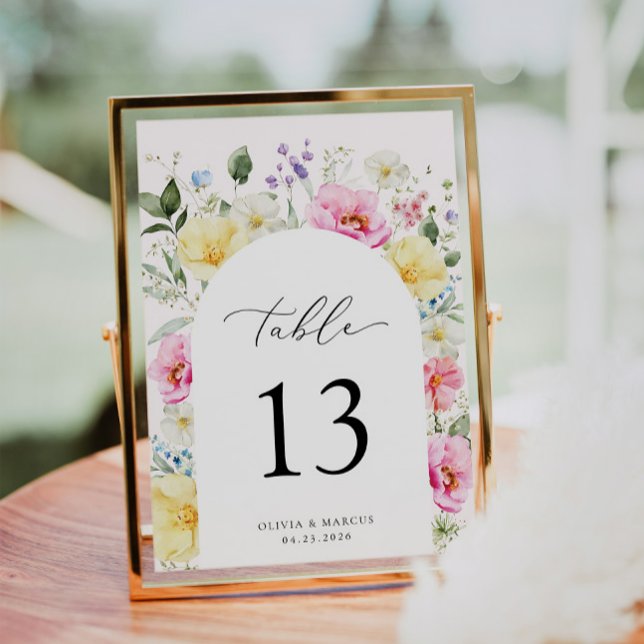 Boho Arch Colourful Floral Wedding Table Number (Creator Uploaded)