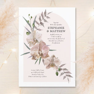 Boho Arch Dusty Orchids Flowy Floral Wedding Invitation