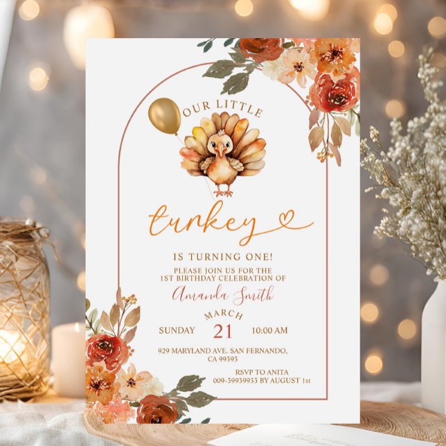 Boho Arch Fall Birthday Floral Invitation (Creator Uploaded)