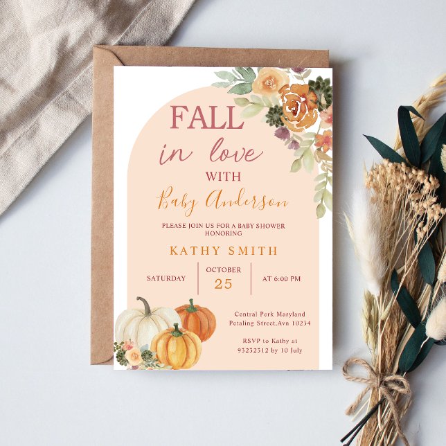Boho Arch Fall In love Baby Shower Rustic Floral Invitation (Creator Uploaded)