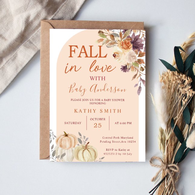 Boho Arch Fall In love Baby Shower Rustic Floral Invitation (Creator Uploaded)