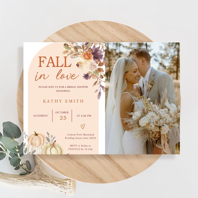Boho Arch Fall In love Bridal Shower Rustic Floral Invitation (Creator Uploaded)