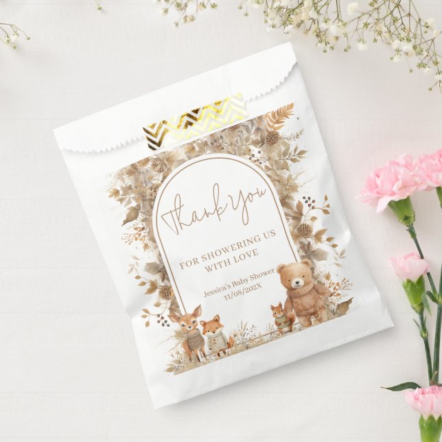 Boho Arch Fall  Woodland Animals Baby Shower Favour Bag (Sealed)