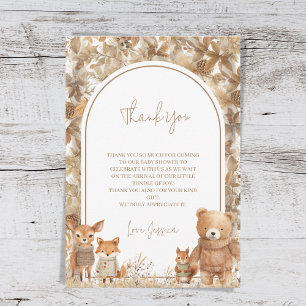 Boho Arch Fall Woodland Animals Baby Shower Thank You Card