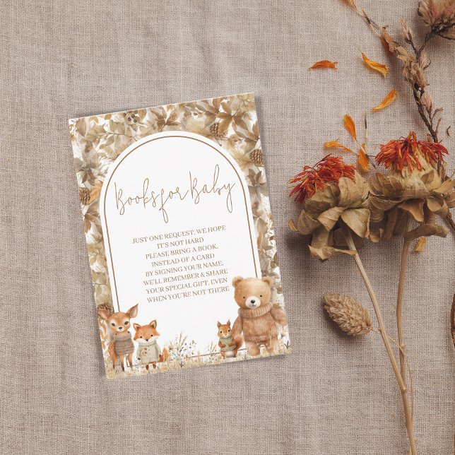 Boho Arch Fall  Woodland Animals Books for Baby Enclosure Card (Creator Uploaded)