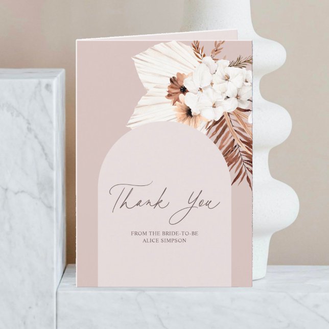 Boho Arch Floral Bridal Shower Thank You Card (Creator Uploaded)