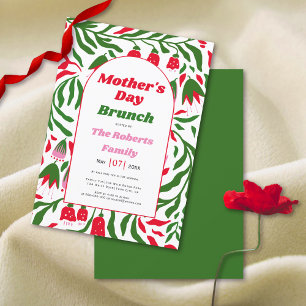 Boho arch folklore flowers Mothers Day brunch Invitation