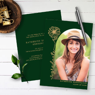 Boho Arch Green Gold Handwritten Photo Graduation