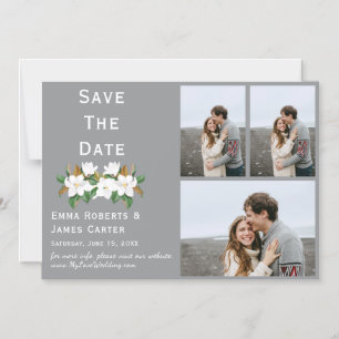 Boho Arch Grey Photo Save the Date Magnet
