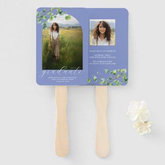 Boho Arch Ivy, Cornflower Blue Graduation  Hand Fan