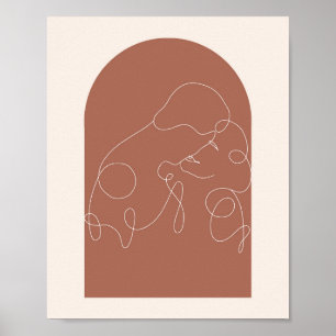 Boho Arch Kissing Continual Linear Line Art 2 Poster