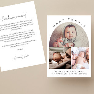 Boho Arch Modern Thank You Photo Collage Birth Announcement
