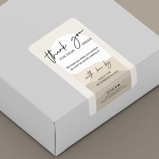 Boho Arch Neutrals Monogram Business Box Seal (Creator Uploaded)