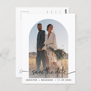 Boho arch overlay Calligraphy Save the Date Photo Postcard