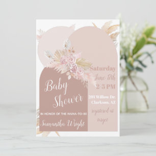 Boho Arch Pampas Baby Shower Invitation