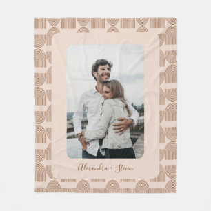 Boho Arch Pattern Terracotta Personalised Photo Fleece Blanket