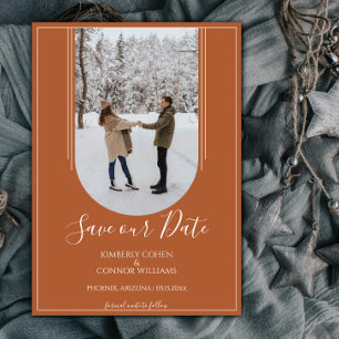 Boho Arch Photo Save the Date   Burnt Orange