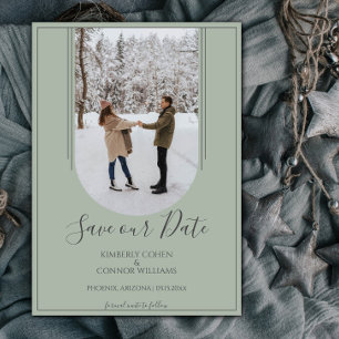 Boho Arch Photo Save the Date   Sage Green