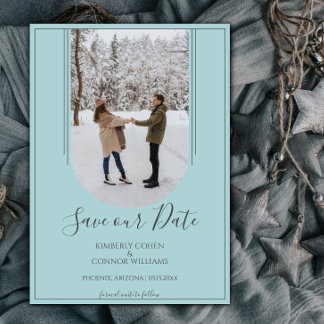 Boho Arch Photo Save the Date | Teal