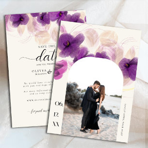 Boho Arch Purple Orchid Elegant Chic Photo Wedding Save The Date