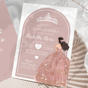 Boho Arch Rose Gold Mexican Princess Quinceañera Invitation