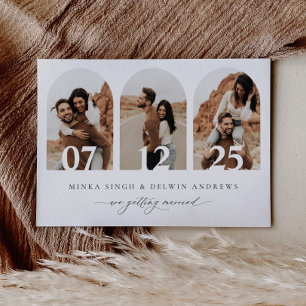 Boho Arch Save The Date Photo Card Announcement