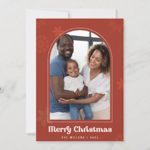 Boho Arch snowflakes rust Photo Merry Christmas Invitation