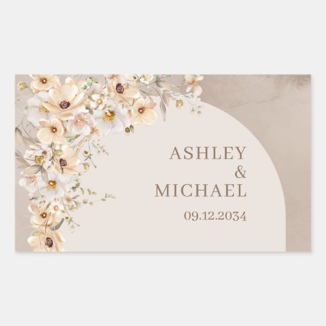 Boho arch summer Wildflower Rustic wedding sticker (Front)