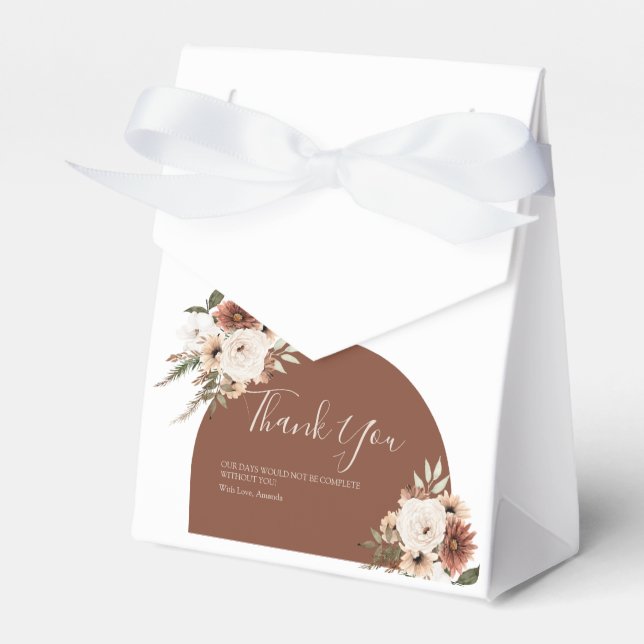 Boho Arch Terracota Floral Fall in love Favour Box (Front Side)