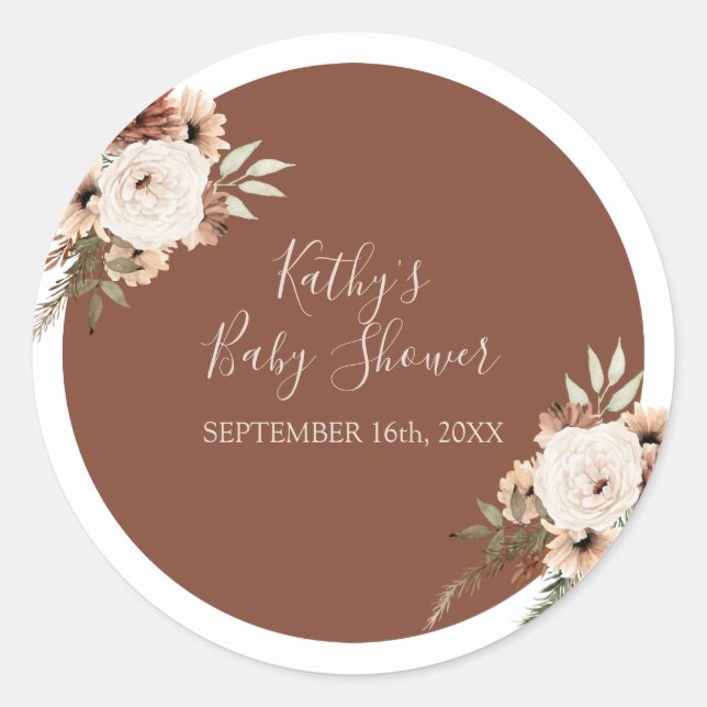 Boho Arch Terracota Floral Thank You Sticker (Front)