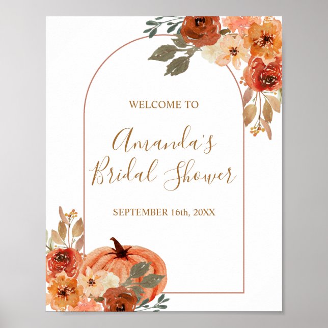 Boho Arch Terracotta Bridal Shower Welcome Sign (Front)