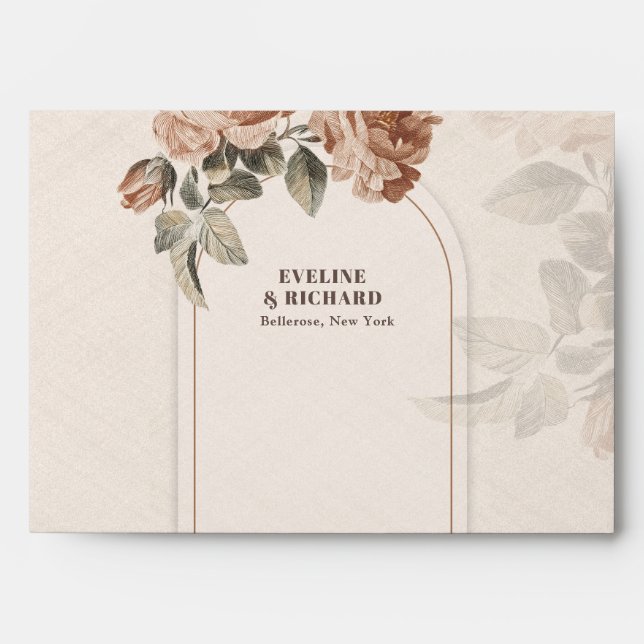 Boho arch vintage terracotta rose sage green envelope (Front)
