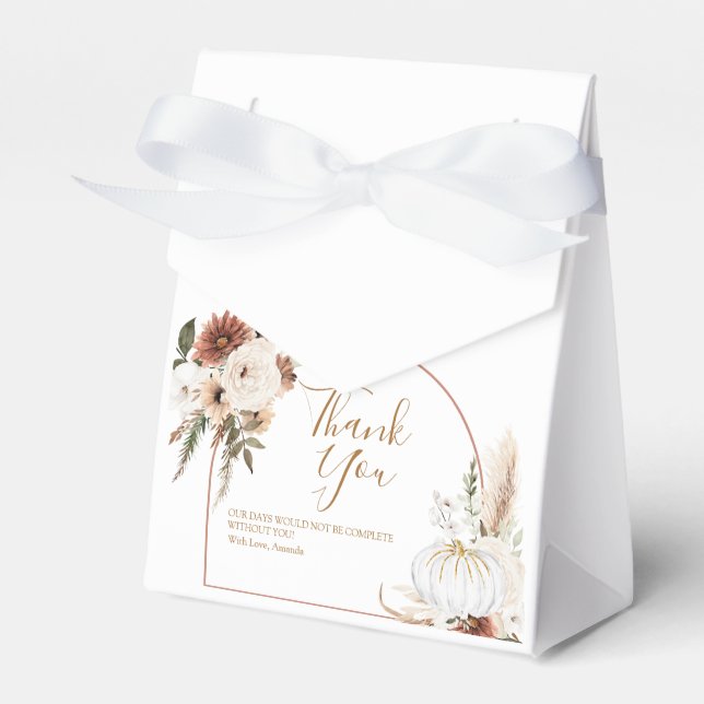 Boho Arch White Pumpkin Fall in love Favour Box (Front Side)
