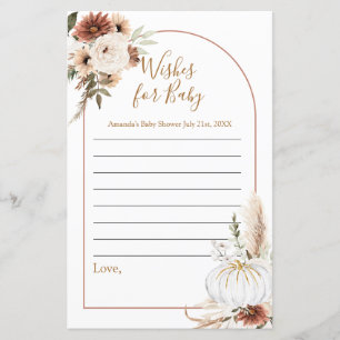 Boho Arch White Pumpkin Watercolor Wishes for Baby