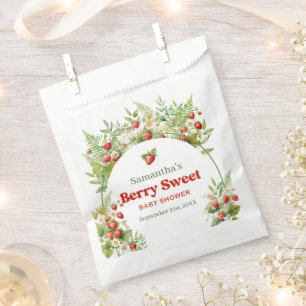 Boho arch Wild Strawberry Baby Shower Berry Sweet Favour Bag
