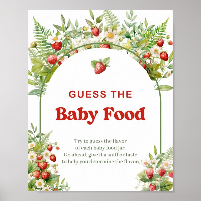 Boho Arch Wild Strawberry Guess The Baby Food game Poster (Front)