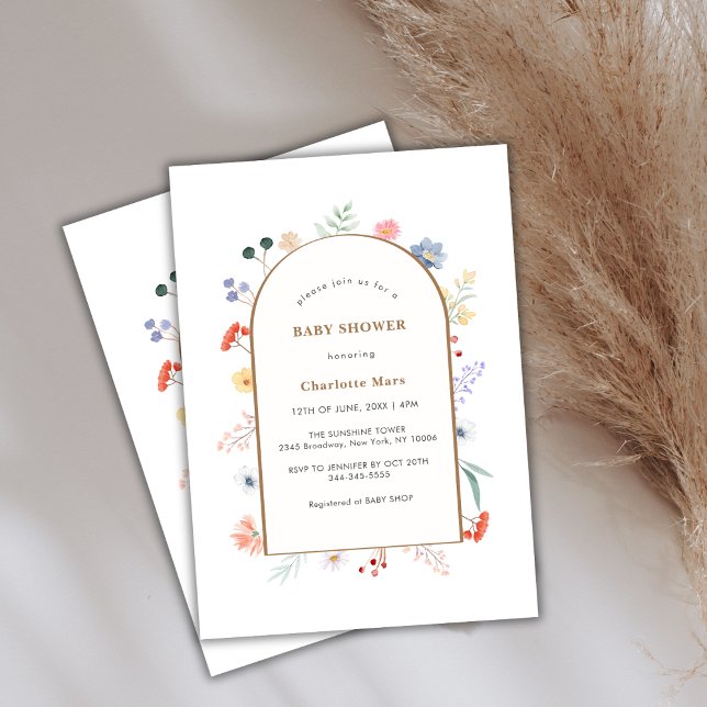 Boho Arch Wildflower Floral Frame Baby Shower Invitation (Boho Arch Wildflower Floral Frame Baby Shower Invitation)